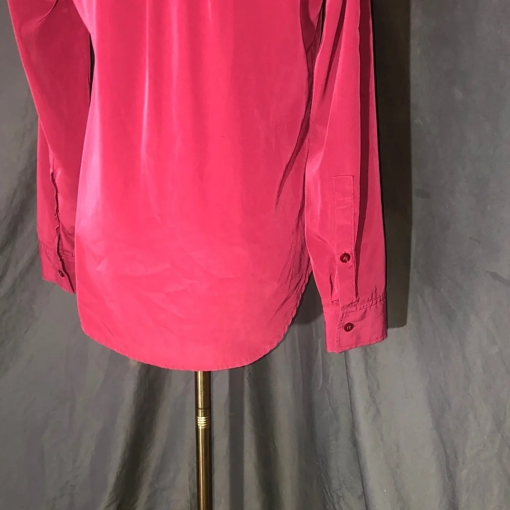 80’s Women's Dark Hot Pink Button-Up Blouse Size Small - Picture 8 of 16